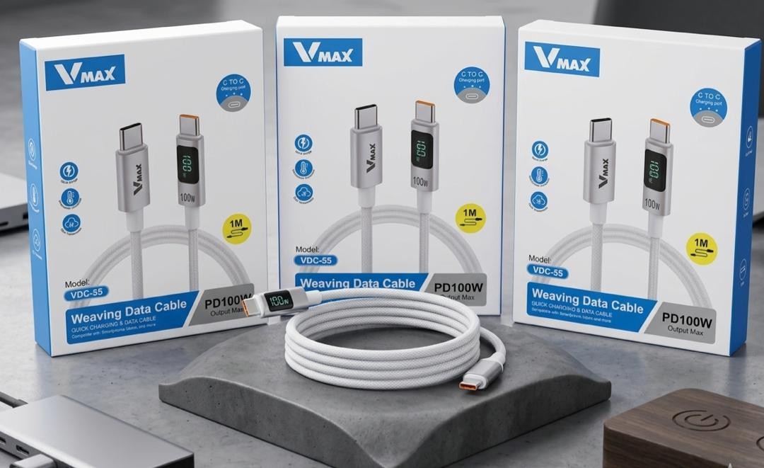 USB CABLE    100W / TYPE C / SUPER FAST    وصلة في ماكس تايب سي 100 واط سوبر فاست V MAX    VDC 55